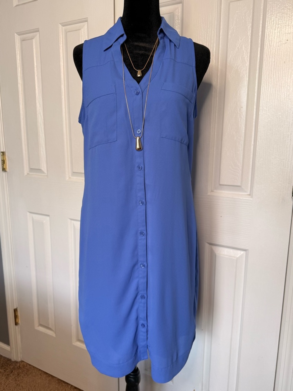 Express Blue Sleeveless Portofino Shirt Dress Tunic Size SP
